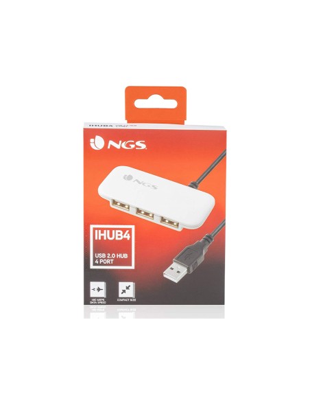 Hub usb 2.0 ngs ihub con 4 puertos color blanco
