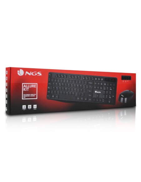 Set teclado y raton ngs allure multimedia inalambrico usb nano 2,4 ghz color negro