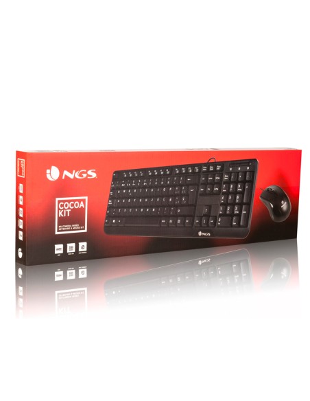 Set teclado y raton con cable ngs cocoa usb color negro