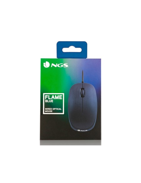 Raton ngs wired flame optico con cable 1000 dpi ambidiestros usb color azul