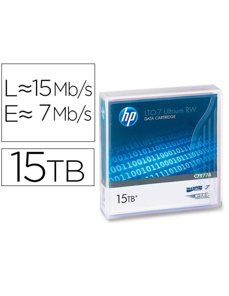 Cinta datos hp lto ultrium 7 supl 15 tb rw/1000 paginas
